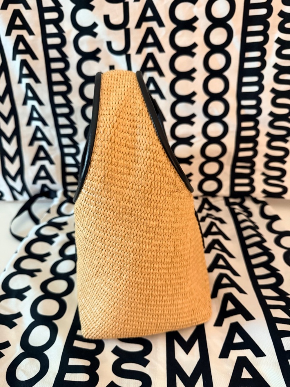 Marc Jacobs mini The Sack Bag Straw in Natural with Black Trim - Picture 4 of 7